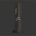 Wooden Pillar Style Outdoor Light With Geometric Line Design And Gray Base