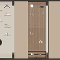 Modern Perforated Panel Wall Decor With Wooden Shelves Decorative Hooks And Shoes Storage