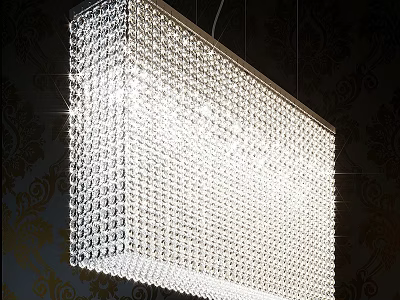 Dazzling Square Crystal Chandelier with Elegant Bright Modern Interior Design 3d model
