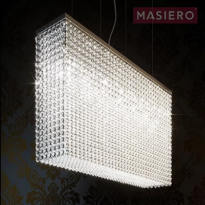 Dazzling Square Crystal Chandelier with Elegant Bright Modern Interior Design 3d model