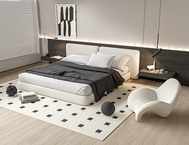 Modern Minotti Background Double Bed 3d model