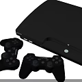 Gray Game Console With Black Controllers For Home Entertainment Use