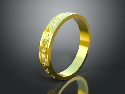 Elegant Gold Ring With Intricate Carved Patterns Fine Jewelry Design Piece 3d model