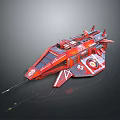 Red Sci Fi Spaceship With Streamlined Design Number 09 Weapon And Thrusters 3d model
