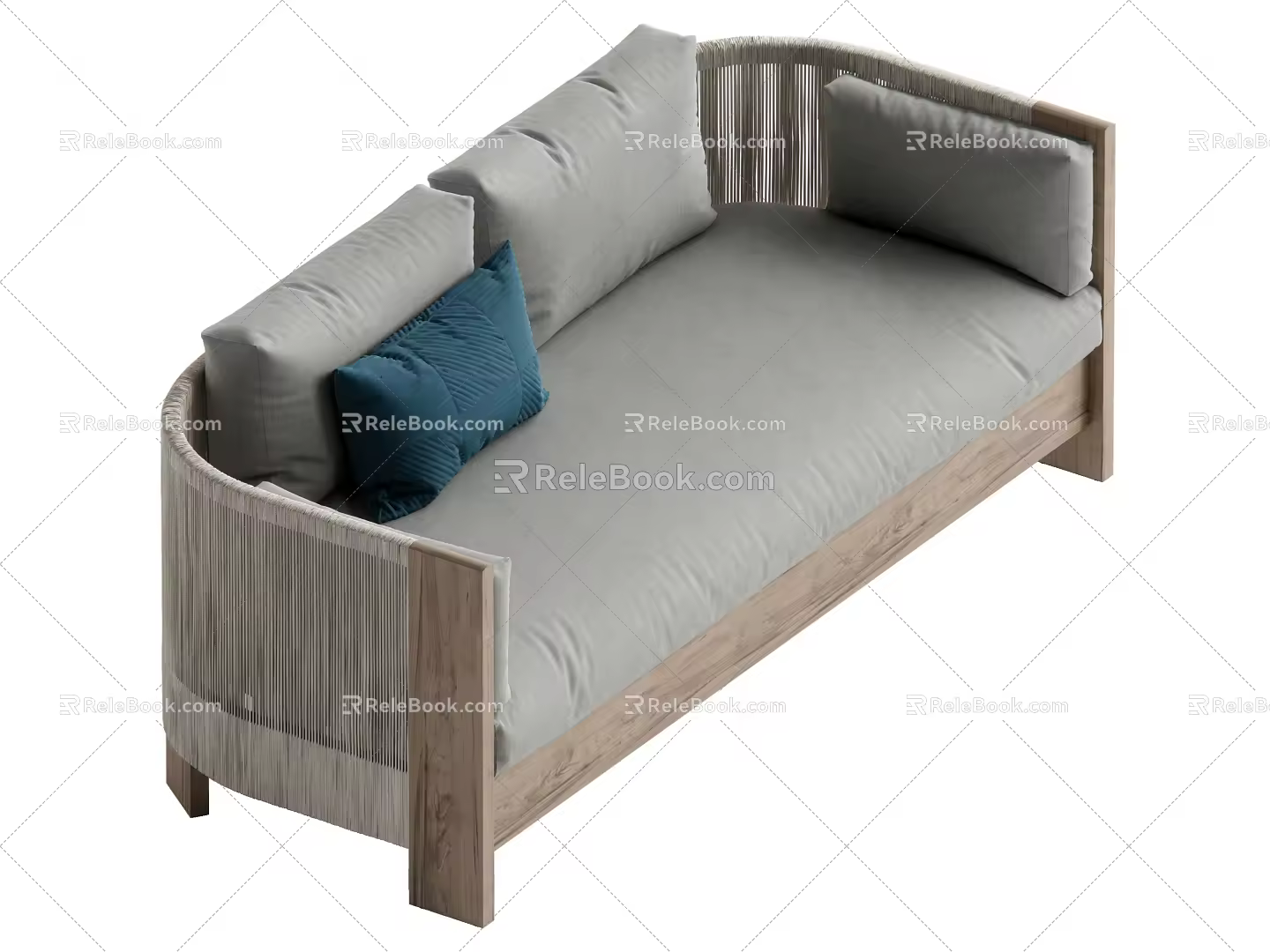 Middle-style double sofa 3d model