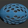 Blue Weapon With Multiple Circular Holes And Helmet Like Protective Structure