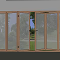 Open Glass Folding Doors With Wooden Frames Connecting Indoor And Outdoor Garden View