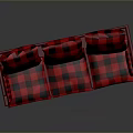 Modern Sofa With Red And Black Checkered Cushions Red Frame And Silver Metal Legs