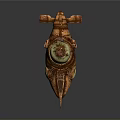 Copper Colored Steampunk Submarine Water Vehicle With Transparent Dome And Mechanical Propeller