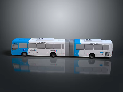 Blue And White Articulated City Bus With Citibus Logo And Multiple Windows 3d model