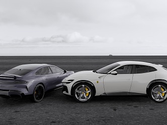 Luxury Ferrari VS Xiaomi Cars 3d model