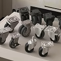 Various Heavy Duty Caster Wheels With Metal Brackets And Rubber Tires