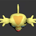 Cute Fantasy Game Movie Character With Yellow Body White Belly Red Nose And Blue Eyes