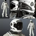 Male Astronaut In White Spacesuit Showcasing Helmet Details And Various Angles