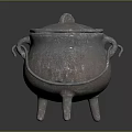 Traditional Metal Household Cooking Pot With Lid Handle And Three Legs