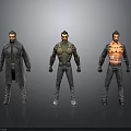 Three Male Character Models With Different Outfits And Armor Designs 3d model