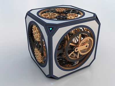Intricate Hardware Tools Cube Featuring Precision Mechanical Gears On Multiple Sides 3d model