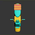 Colorful Electric Scooter Teal And Yellow Body With Red Delivery Package On Back