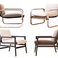 Modern Leisure Chairs Featuring Wooden Metal Frames And Soft Upholstered Seats