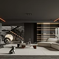Modern Living Room Interior With Motorcycle Staircase And Art Decor