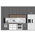 Modern Kitchen Design Featuring Gray Cabinets Marble Countertop And Appliances 3d model