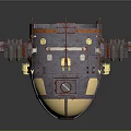 Vintage Mechanical Spherical Craft With Illuminated Round Windows Rustic Metal Frame And Mechanical Parts