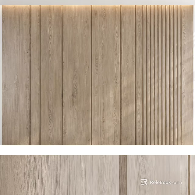 Wooden Wall With Different Textured Wooden Panels 3d model 