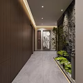 Modern Stylish Hotel Corridor With Lush Greenery Wooden Panels And Cozy Warm Interior Design