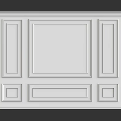 White Decorative Wall Panel With Rectangular And Square Frames Minimalist Design 3d model