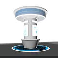 Modern White Cylindrical Display Structure With Circular Top And Blue Ring Base 3d model