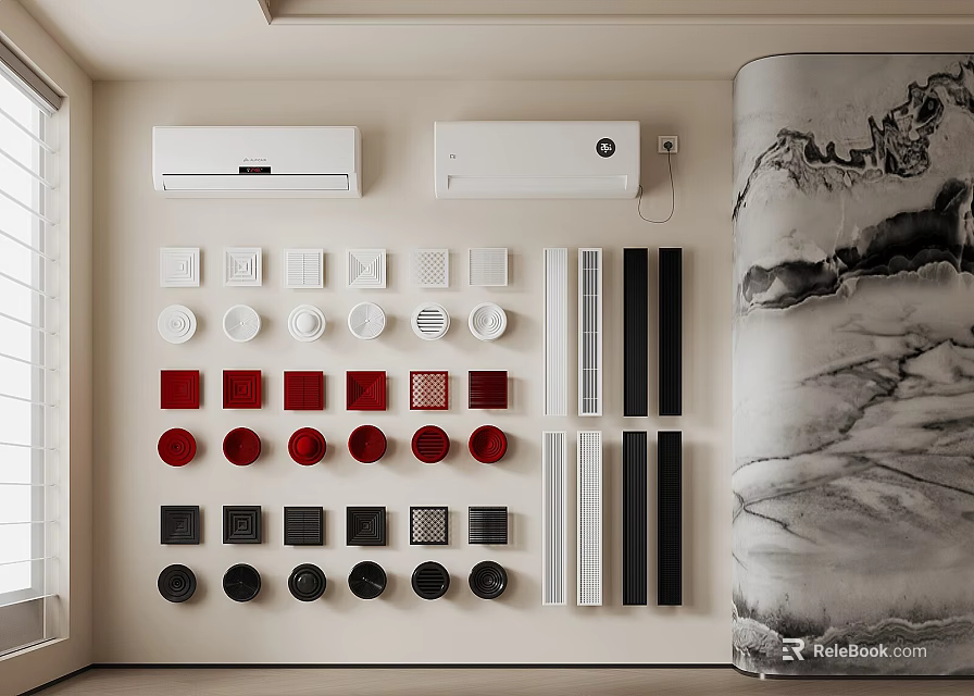 Modern Air Conditioner Vents with Various Colors and Stylish Design Options 3d model 