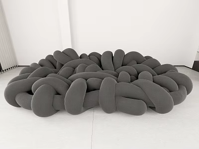Gray Knotted Rope Design Large Sectional Sofa In Modern Minimalist Bright Room Interior 3d model