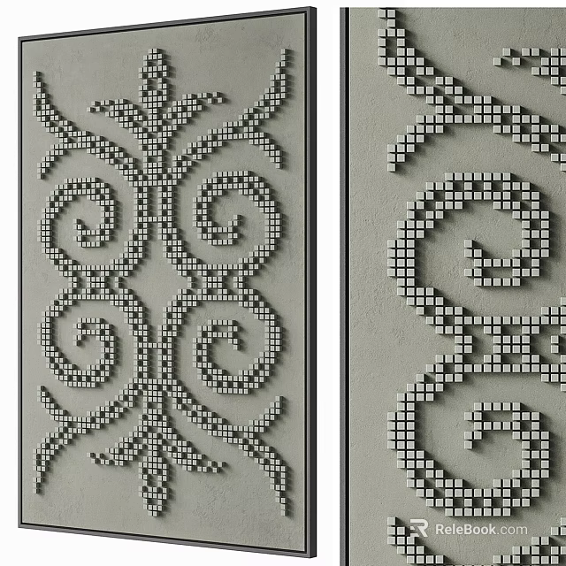 Abstract Artworks With Symmetrical Geometric Patterns Composed Of Small Squares 3d model