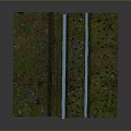 3D Rendered Terrain Featuring Green Vegetation Blue Water Channels and Orange Vertical Partition