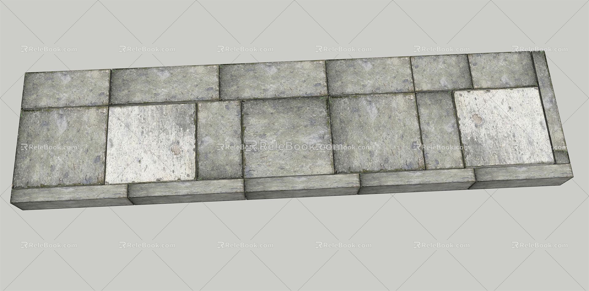 Modern Floor Tile Green Slab Brick Path Sofa Couch 3d model