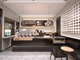 Coffee shop bar coffee beans coffee background wall 3d model