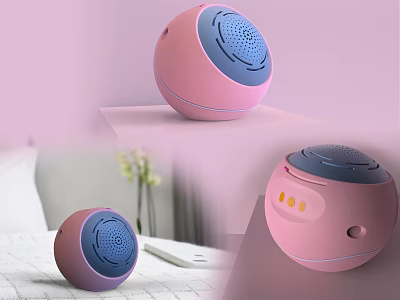 Stylish Pink Portable Bluetooth Speakers With Round Design And High Sound Quality 3d model