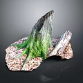 Green Moss Growing On Tree Stump With Wood Chips And Dark Background