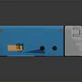 Blue Stereo Digital Device With Cassette Slot And Function Arrow Design