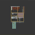 Industrial Multi Level Structure With Yellow Framework Blue Base White Equipment And Red Components