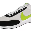 White Black And Neon Green Nike Swoosh Casual Sports Shoes With White Laces