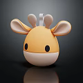 Cute Yellow Beige Giraffe Head Plush Toy With Big Ears And Black Eyes