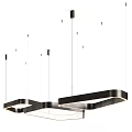 Modern Geometric Hanging Chandelier With Metal Frames Square Circular Brass Silver Design 3d model