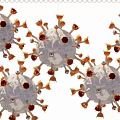 Virus Model Decorative Pendant with White Spherical Shape Red Accents and Orange Spikes