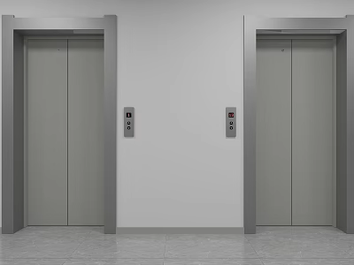 Modern Elevator Hallway Interior With Two Elevator Doors Control Panels And White Walls 3d model