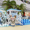 Surf Paradise Interactive Play Area With Starfish Seahorse Cartoon Characters And Blue Decorations In Mall