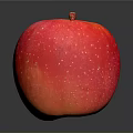 Fresh Shiny Red Apple With White Spots On Dark Reflective Surface