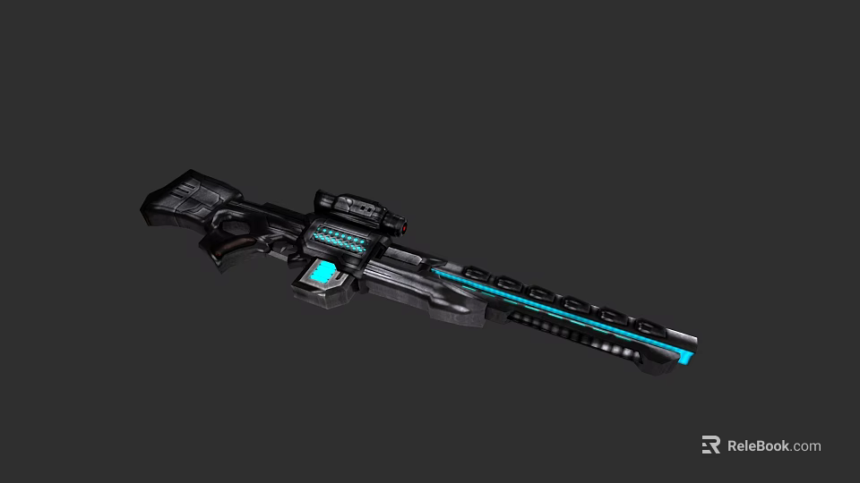 Sci Fi Advanced Futuristic Weapon With Blue Glowing Accents And Metallic Design 3d model 