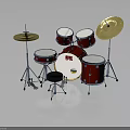Red Professional Drum Set with Snare Tom Bass Drums Crash Cymbals and Adjustable Drum Stool