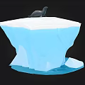 Arctic Iceberg With Seal Resting On Top And Blue Water Around